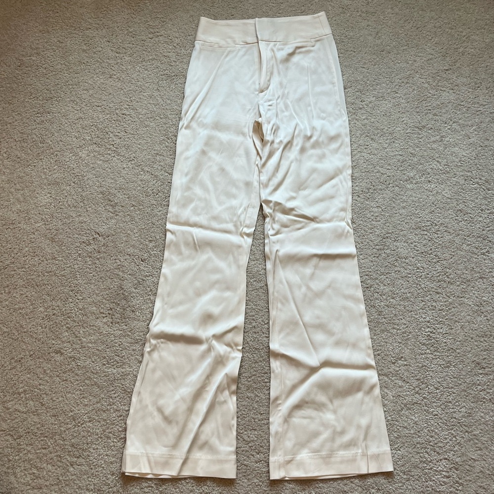 Zara Cream White Satin/Silk Pants